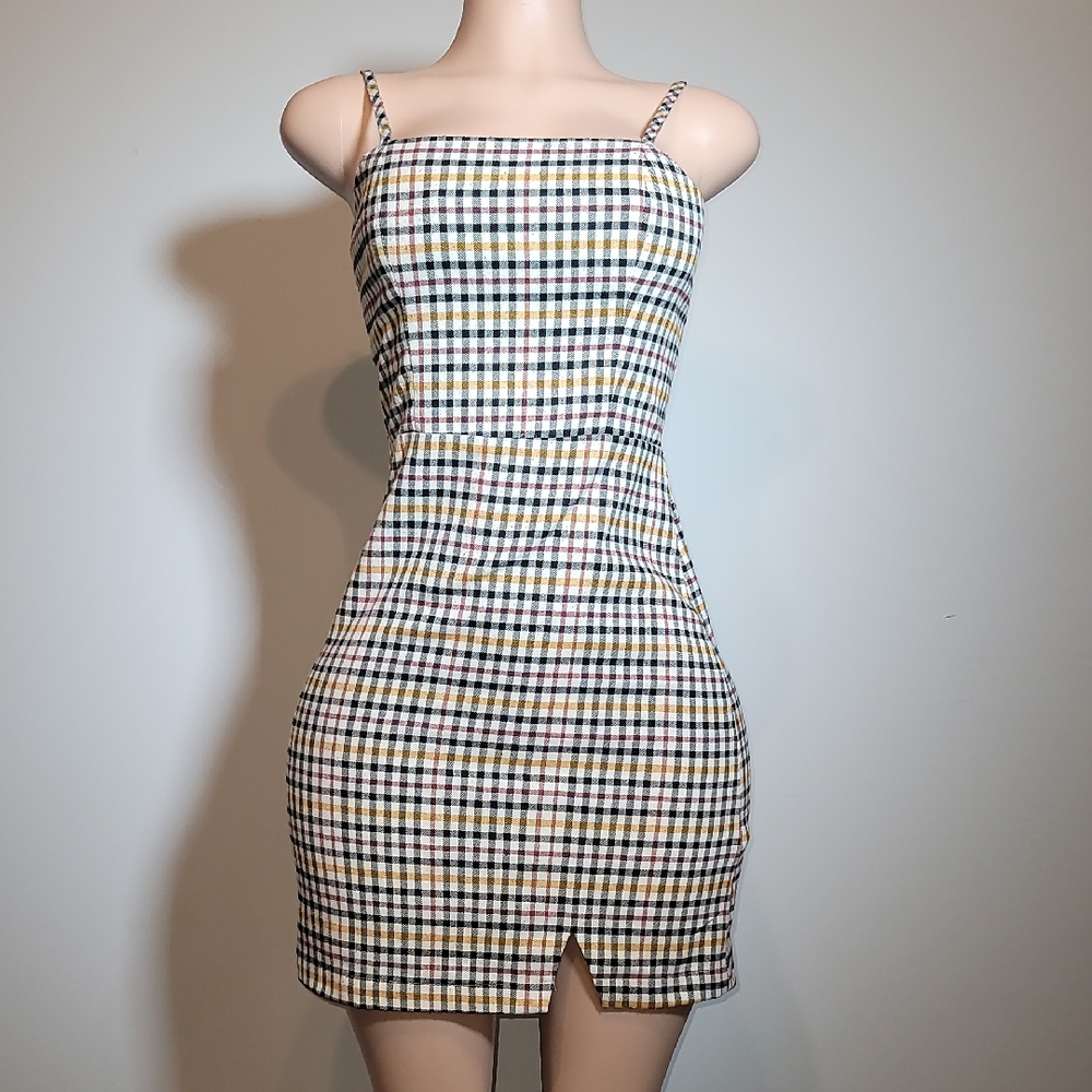 Gianni Bini Multicolor Plaid Mini Dress